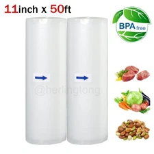 2 Rolls 11" x 50' Food Saver Vacuum Sealer Bags Rolls 4 Mil Embossed Storage Bag