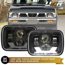 Black LED Projector X-Style Switchback 7x6, H6014, H6052 NISSAN PickUp Headlight