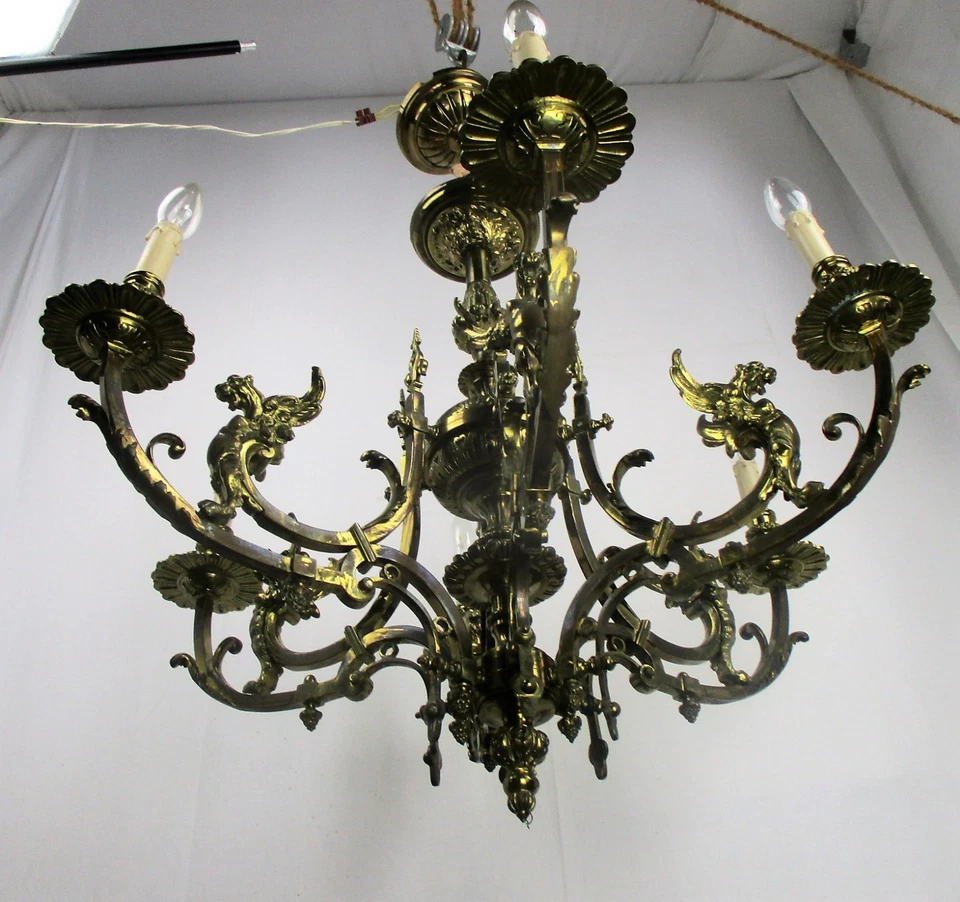 Impresionante castillo de bronce gótico del siglo XVIII-XIX Imperio araña dragones difícil de encontrar   Foto 4 de 4