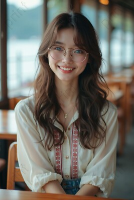 Pretty Asian Glasses Cute Beautiful Portrait Risque Picture 4x6 8x10 13x19 F306