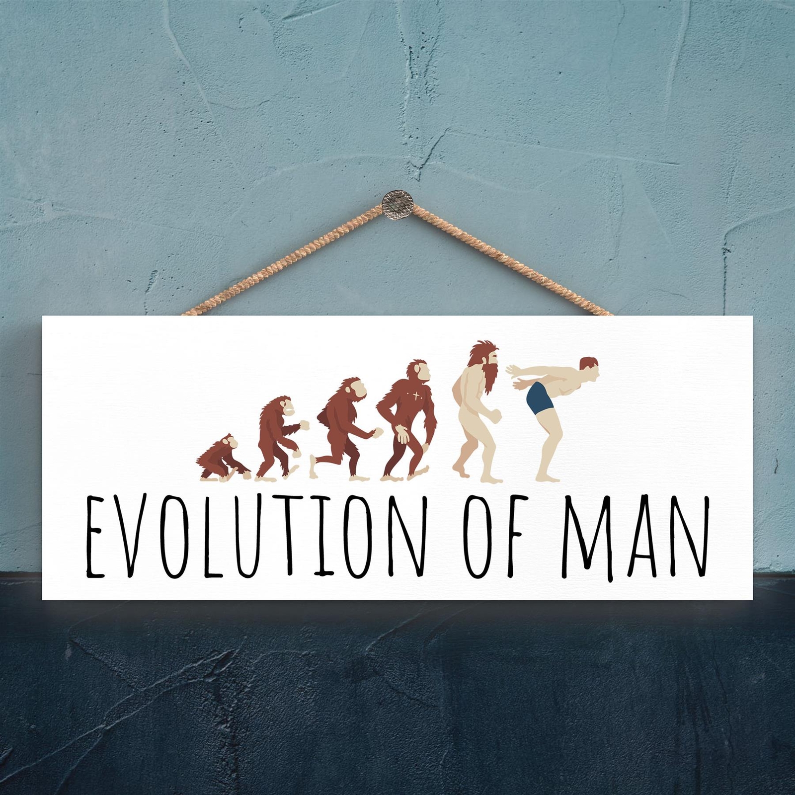 Swimmers Evolution Of Man Swimming Themed Man Cave Gift Wooden Hanging Plaque