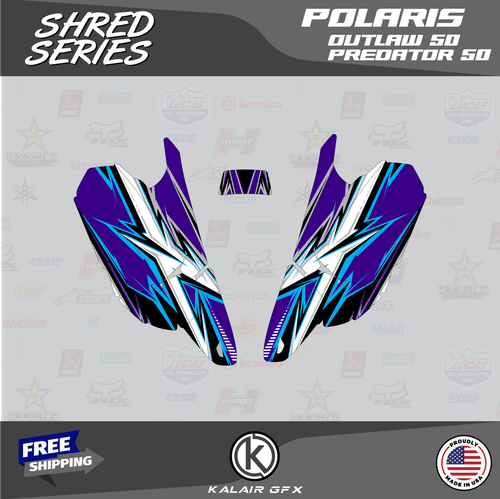 Graphics Kit for POLARIS PREDATOR 50 04-07 OUTLAW 50 08-19 Shred - PURPLE - Picture 2 of 5