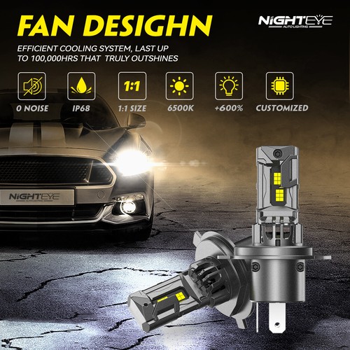 2x H4 LED Headlight Replace Xenon Hi/Low Beam Kit 6500K Bulbs Canbus Error Free - Picture 2 of 15