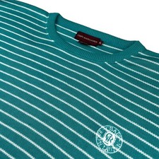 VTG Chaps Ralph Lauren Men's 100 Cotton Sweater Green/White Stripe   USA   XL