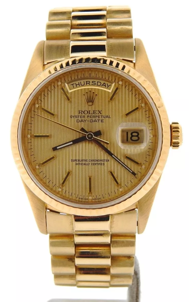 Mens Rolex Day-Date President Solid Yellow Gold Watch Tapestry Dial 18238 eBay