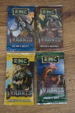 Epic Tyrants Card Game Lot of 4 Packs: Draka's Rage, Helion's , Raxxa, Markus