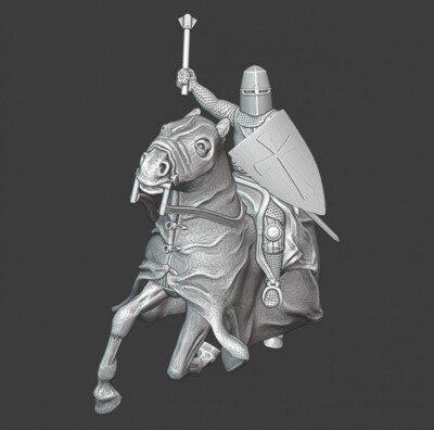 #ad #ad Northern Crusades Miniature Medieval Mounted Crusader Knight Cavalry Charging 3D $16.79