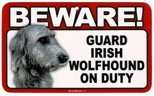 BEWARE OF IRISH WOLFHOUND DOG/PET RECTANGULAR LAMINATED SIGN. COMBINED SHIPPING.