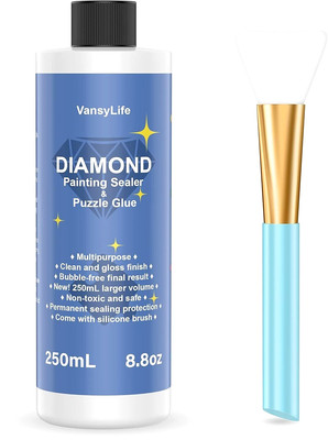 VansyLife Updated Diamond Painting Sealer 250ML with Silicone Brush, 5D Diamond