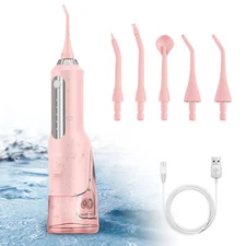 SEJOY Water Dental Flosser Teeth Pick Oral Irrigator 5 Jet Tips Travel Cleaner
