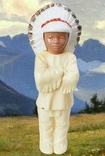 Vintage Plastic Native American Indian In Feathered Headdress Action Figure 5 "