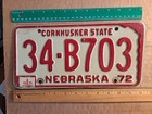 License Plate, Nebraska, 1972,  34 (Small Fillmore County) - 34 - B 703