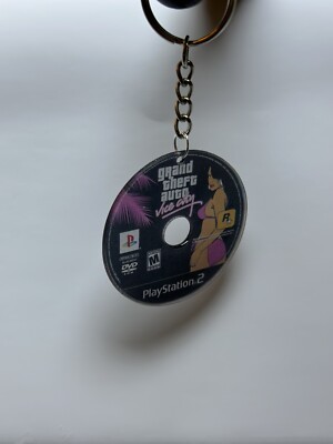 Custom Keychain GTA PS2 Style CD DVD Disk Accessory Handmade
