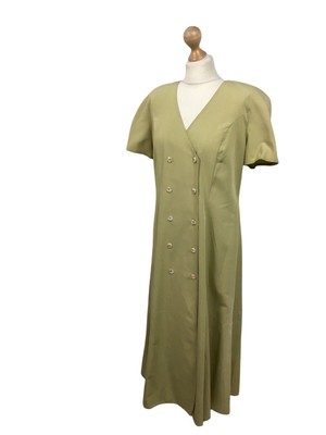 Richard Roberts Collection Damen Vintage Kleid NEU Größe Large 16 Salbei Beige EU44
