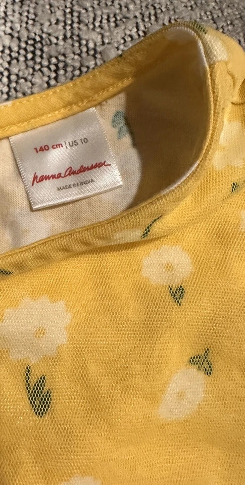Vestido saia de tule Hanna Andersson feminino tamanho 10 amarelo margarida manga curta - Imagem 2 de 4
