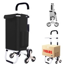2 in 1 Shopping Cart for Groceries, Foldable Shopping Cart with 6 Wheels