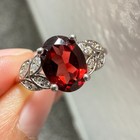 925 Sterling Silver Ring 8x6mm Natural Rhodolite Garnet Gemstone Zircon Flower — photo 10
