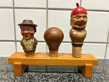 Korken Weinflaschen Verschluss Figuren Holz sehr alt aus Nachlass Sammlerstücke