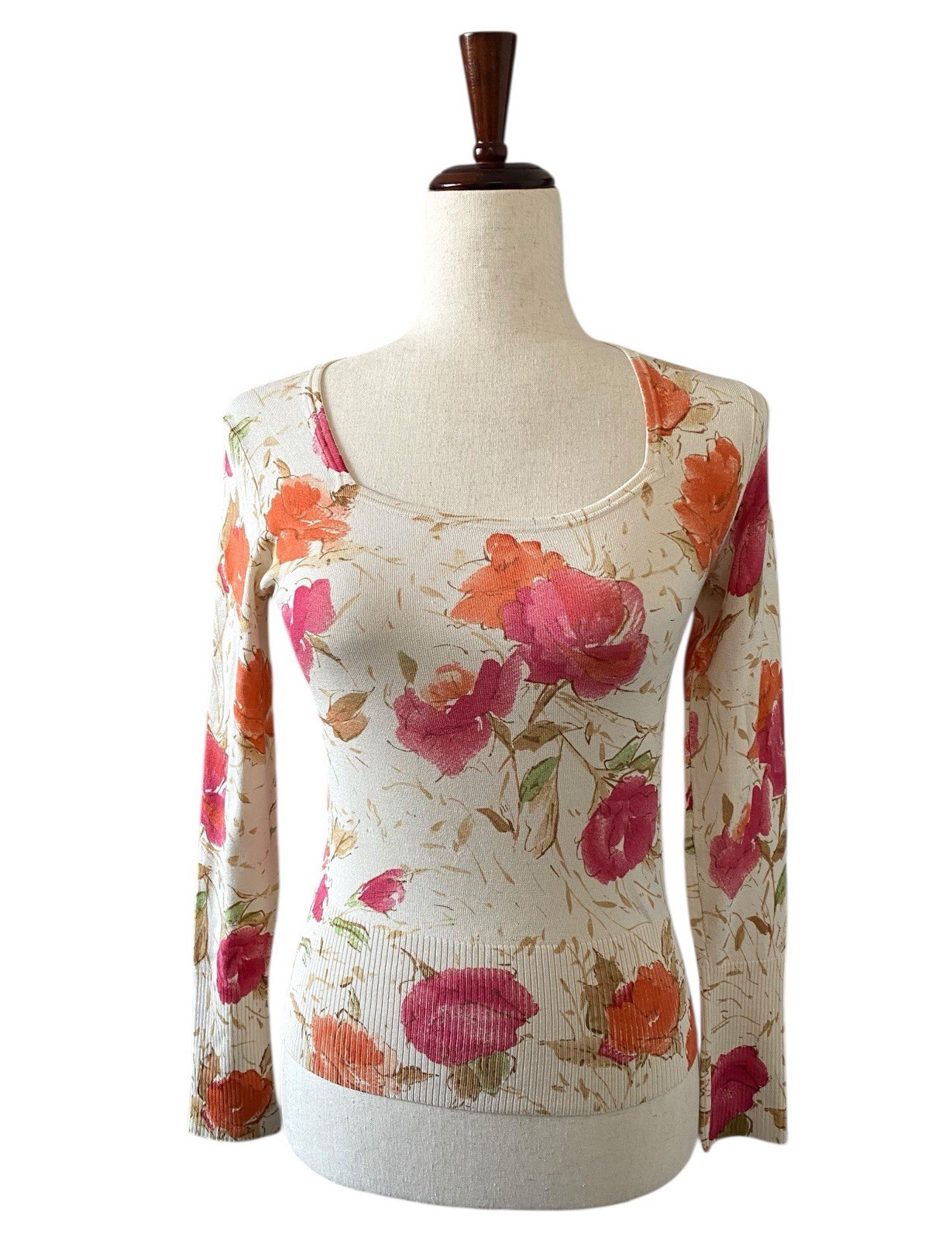 Belford for Saks Fifth Avenue Silk Blend Floral Sweater Women’s Size PP Petite
