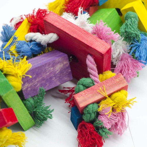 Deloky Bird Block Knots Tearing Toy- 19.7 Inch Multicolored Natural Wooden - Afbeelding 3 van 6