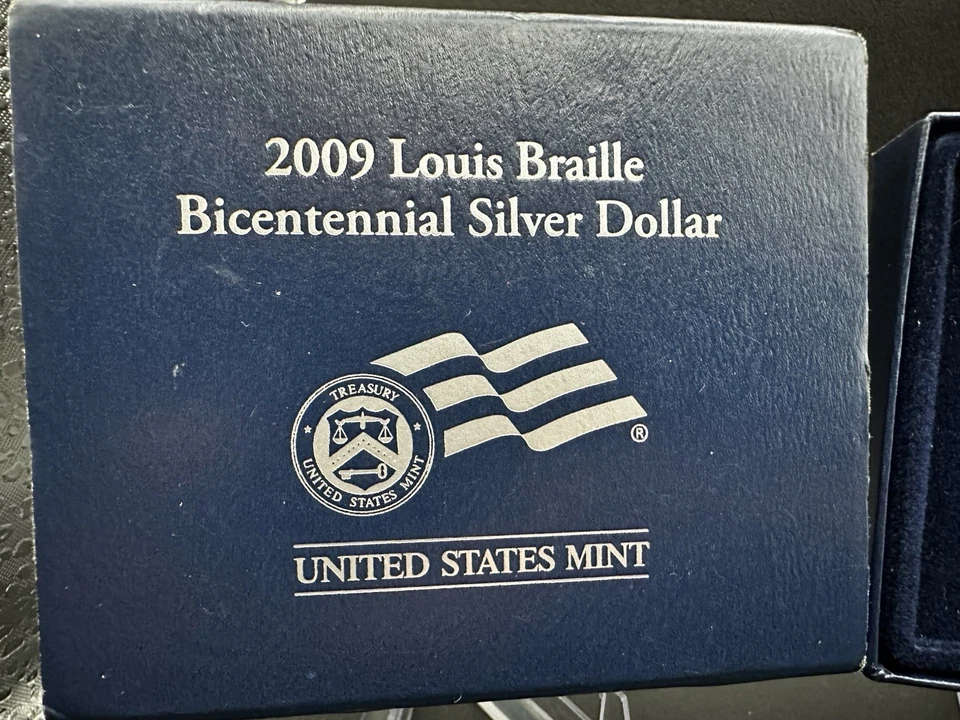 2009-P Louis Braille Bicentennial Silver Dollar Proof – Box & COA - Image 4 of 4