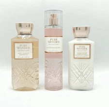 Bath & Body Works 3 Pc Pure Wonder Shower Gel, Fragrance Mist, & Body Lotion Set