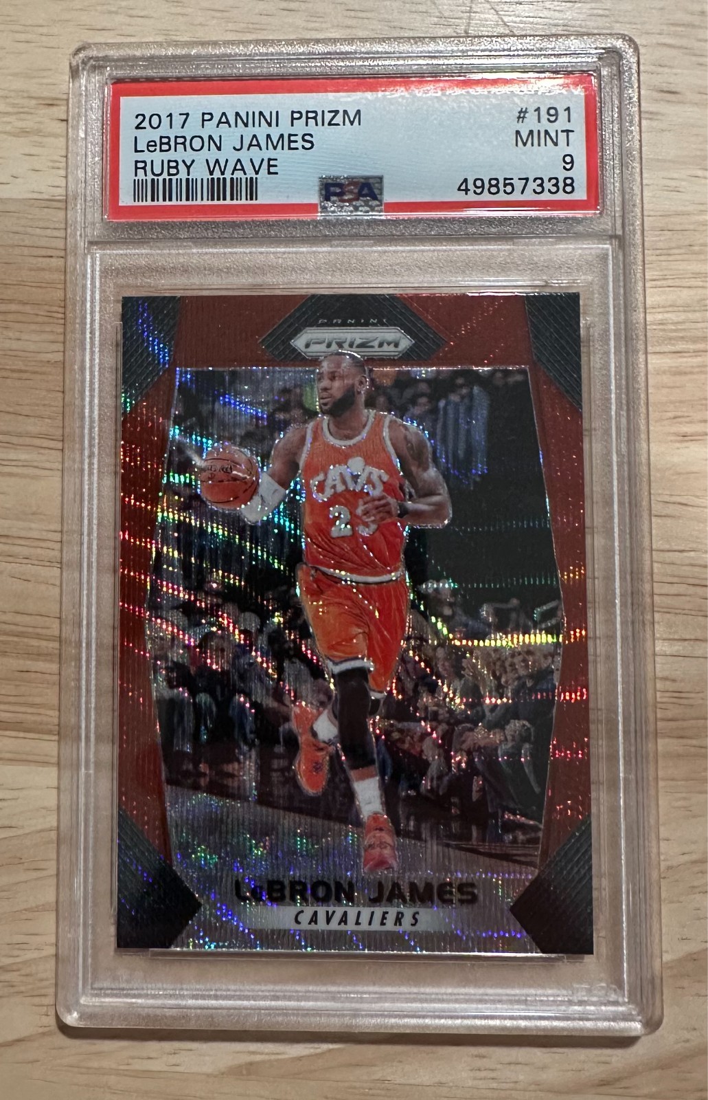 2017-18 Panini Prizm LeBron James #191 Ruby Wave PSA 9
