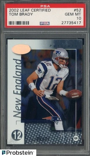 2002 Leaf Certified #52 Tom Brady New England Patriots PSA 10 GEM MINT