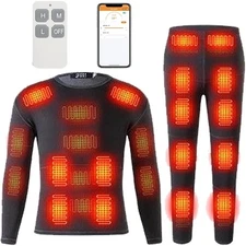 Heated Base Layer Set with APP & Remote - 32-Zone Fleece Lined for Cold