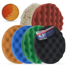 Buffing Polishing Pad Kit With 6 - 6.5 Grip Pads 5 Waffle Foam 1 Wool Da Buffing Polishing Pad Kit With 6 - 6.5 Grip Pads 5 Waffle Foam 1 Wool Da