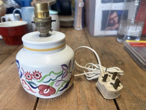 Vintage Poole Pottery Lamp Base Floral Pattern Made in England Fully Working
