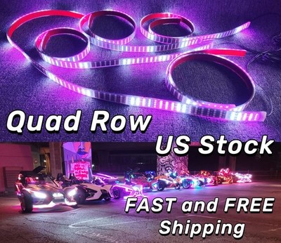 3x 4FT Quad Row Strips Dream Color CHASING Flow LED For Polaris Slingshot Lights