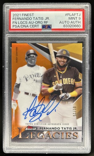 2021 Topps Finest Fernando Tatis Jr. Legacies Auto Orange Refractor #/25 PSA 9