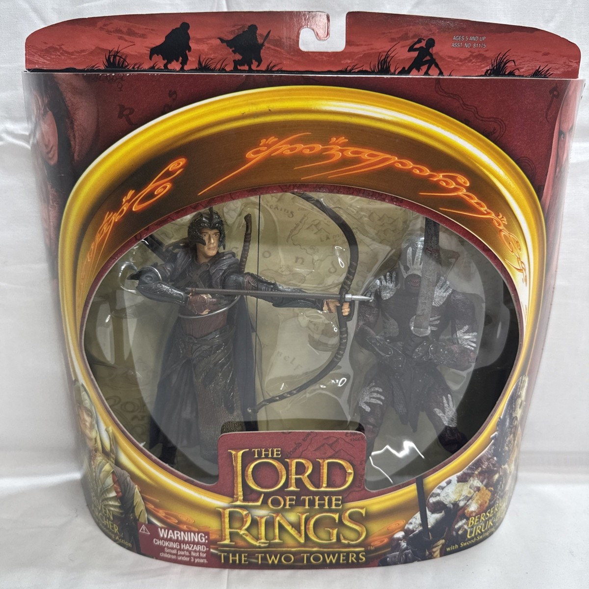 Lord of the Rings Elven Archer vs Berserker Uruk-Hai Figure Set