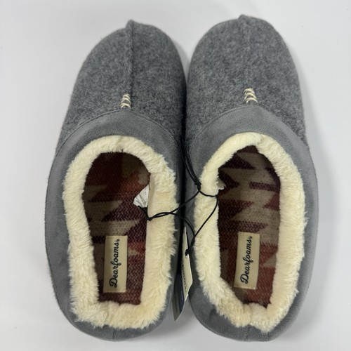 Dearfoams Hausschuhe grau Memory Foam bequem waschbar Herren große Größe 9-10 neu - Bild 4 von 6