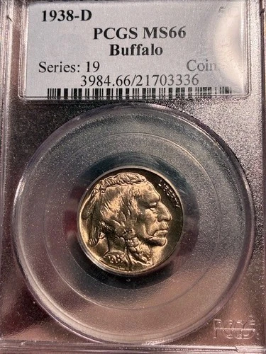 1938-D Buffalo Nickel, PCGS MS-66, Nice light Toning!