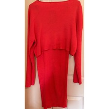 Fashion Nova Another Night With You Skirt Set Coral Ribbed  2 Piece Large Nwt