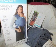 NEW  Moby ORIGINAL Wrap Baby Carrier - MIST BLUE 8-33lbs Newborn to Toddler