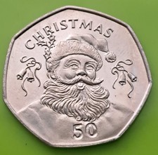 XSMAS 2017 50p Moneta Gibraltar Ojciec Boże Narodzenie Pięćdziesiąt pensów Nieobiegowa