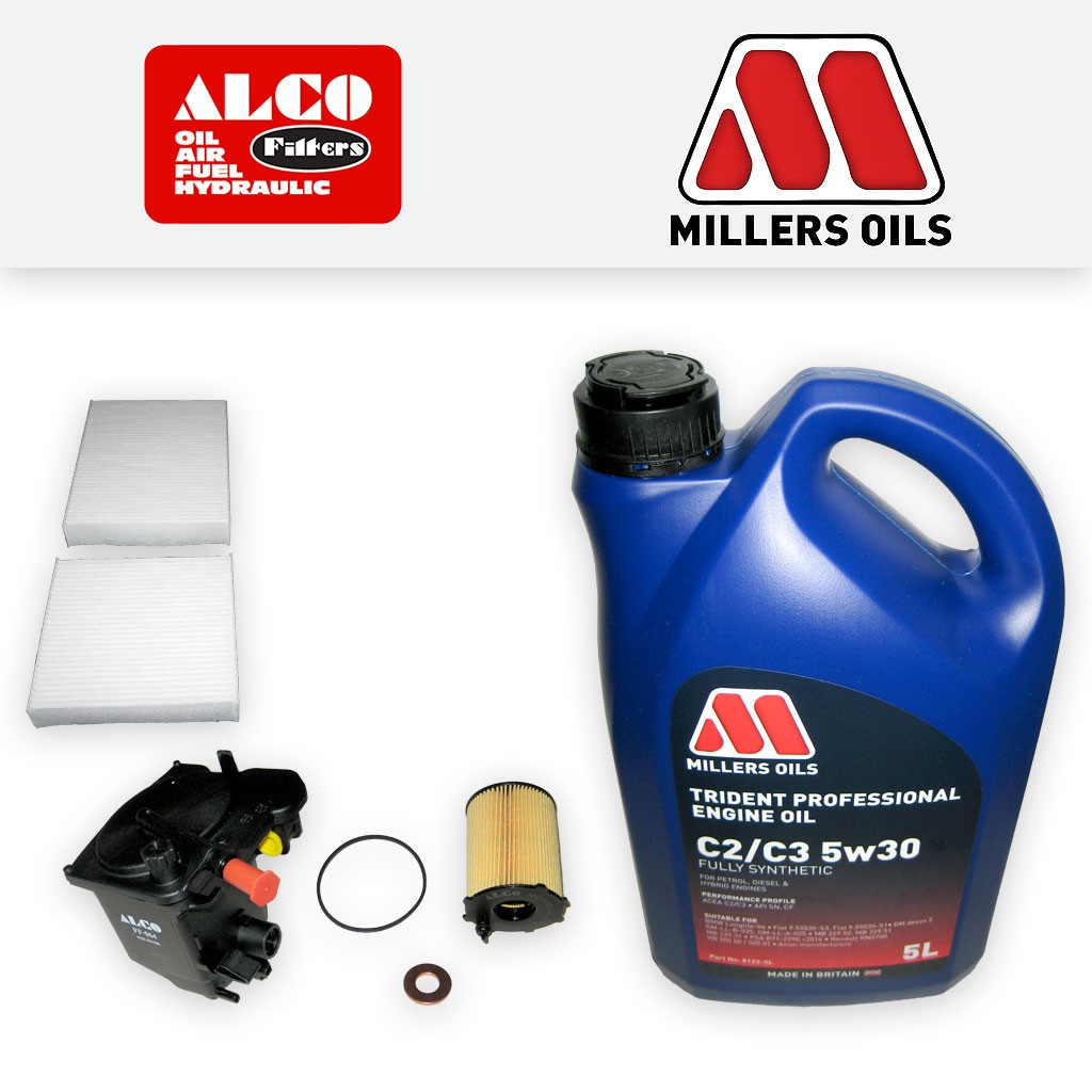 SERVICE KIT for PEUGEOT 207 1.6 HDI ALCO OIL FUEL CABIN FILTERS +OIL (2006-2011)