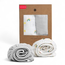 100 Organic Cotton Muslin Standard Fitted Crib Sheet, 52"x28", 2 Pack Soft B...