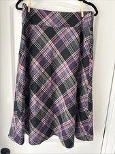 Vintage 80s Miss Pendleton Purple Tartan Plaid Wool Pleated Midi Skirt Size 10