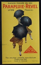 Vecchia etichetta ombrello Revel 1922 pubblicità illustratore Cappiello poster