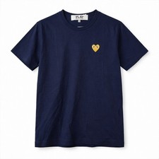 NWT Comme des Gar ons Play Navy T-Shirt Gold Heart M Elevated Basic CDG