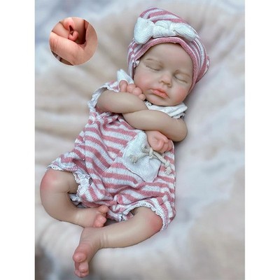 33 cm Pascale Ganzkörper Silikon Reborn Puppe Newborn Mädchen offener Mund Soft Touch