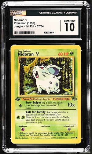 Nidoran ♀ (1st Edition) graded CGC 10 for sale on eBay
