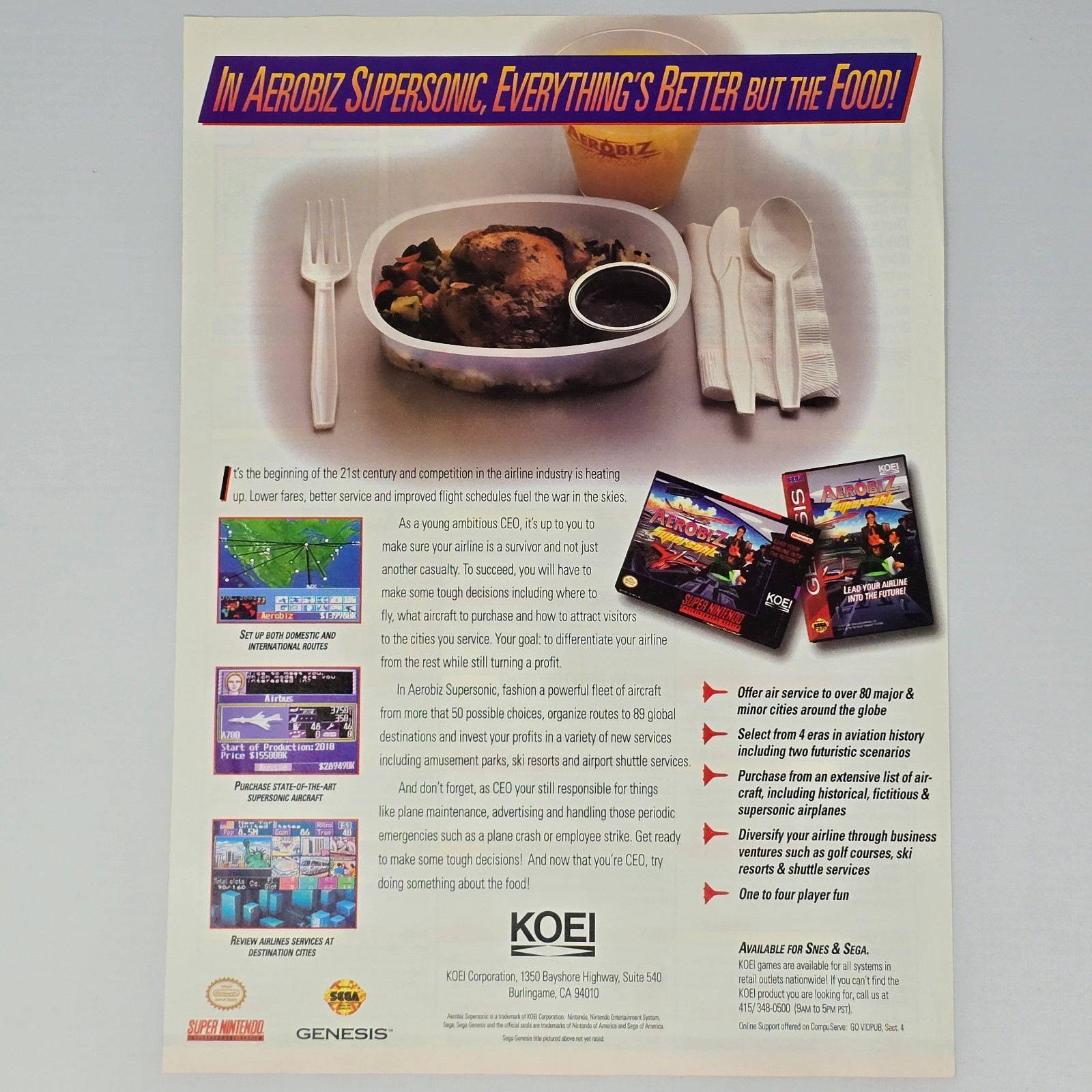 Aerobiz Supersonic Super Nintendo SNES Sega Genesis Better Print Ad/Poster
