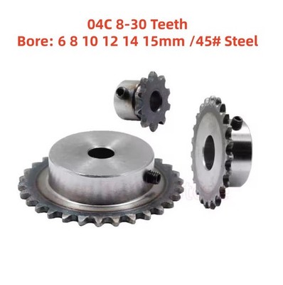 Kettenrad Kettenräder Rollenkette Ritzel Tonhöhe 04C 1/4'' 6.35mm,8 bis 30 Zähne