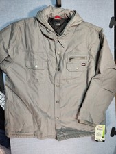 NWTNew Genuine Dickies Men's L Hooded Canvas Work Jacket Gray Quilted Lined Coat