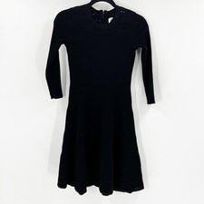 Eliza J Black Fit and Flare Knit Sweater Dress Long Sleeve Womens